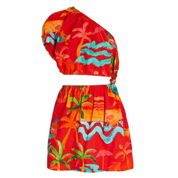 Farm Rio Panama mini linen dress with cutouts size XL - Picture 3 of 5